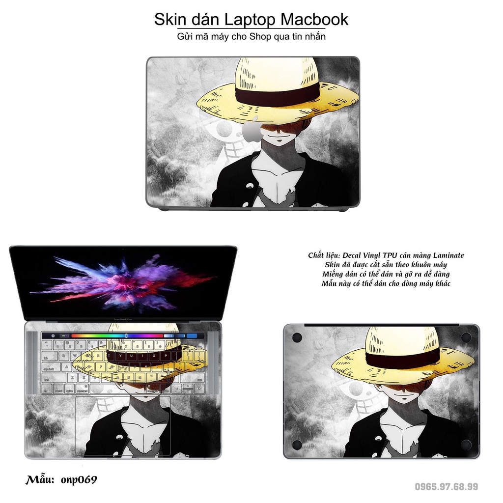 Skin dán Macbook mẫu One Piece (đã cắt sẵn, inbox mã máy cho shop)