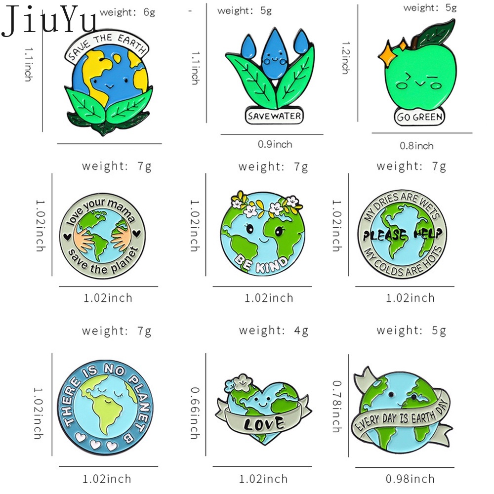 Ghim Cài Áo Kim Loại Tráng Men Hình Trái Đất Hoạt Hình Thân Thiện Với Môi Trường