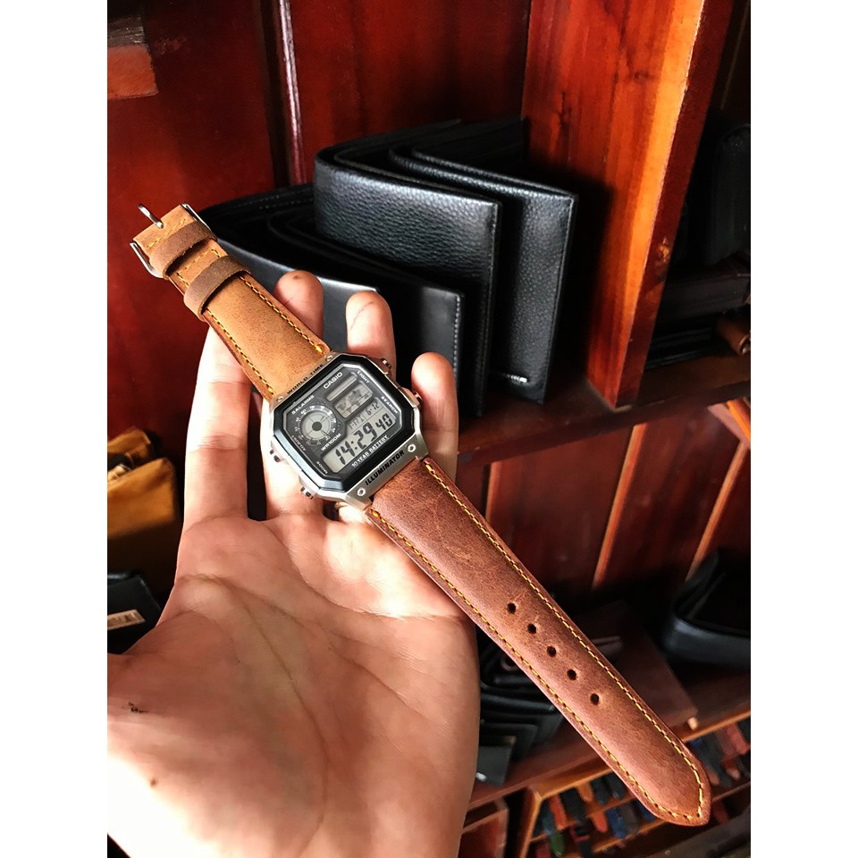 Dây Da Đồng Hồ Casio ae 1200 whd