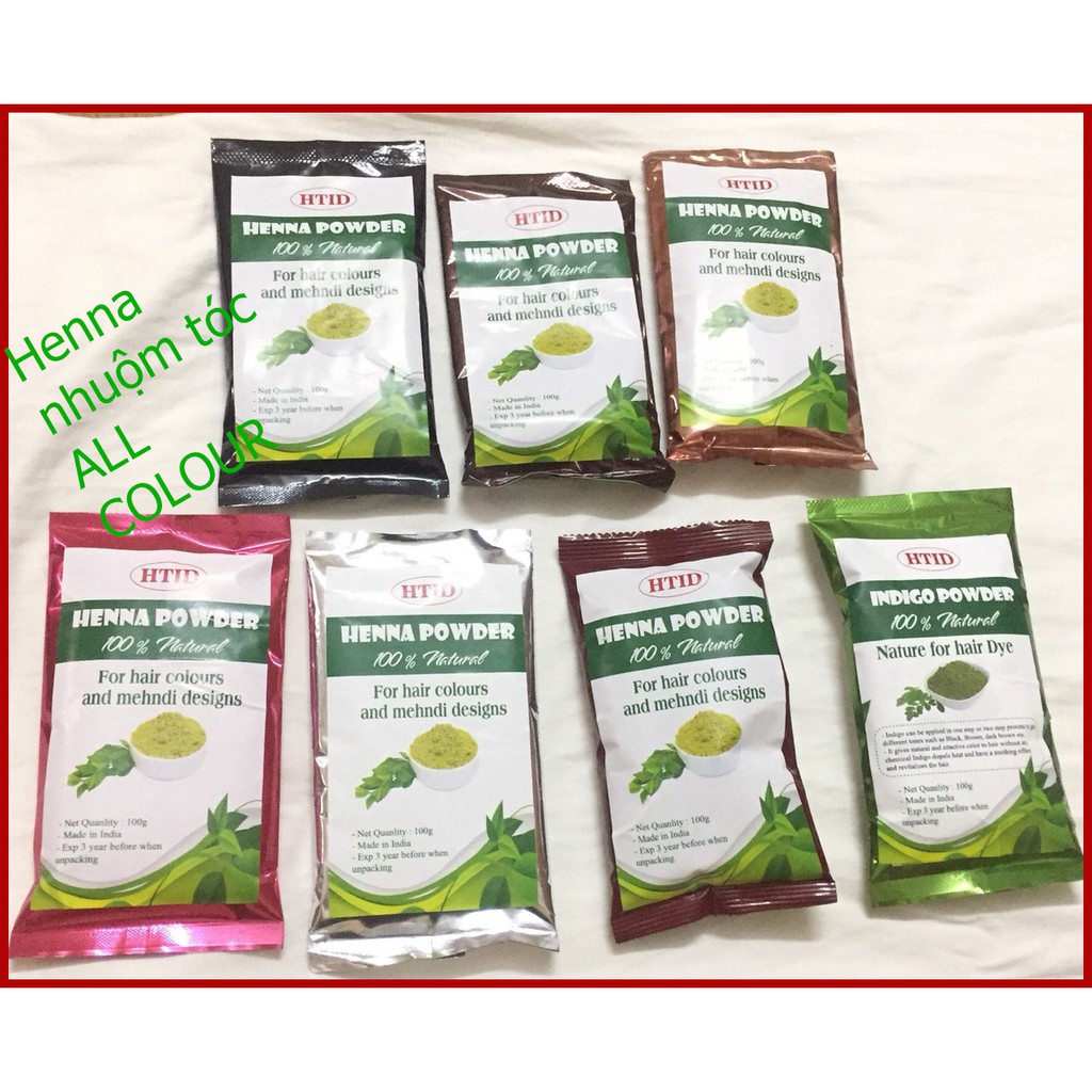 Bột henna nhuộm tóc phủ bạc 100g - All colour 100g túi zip