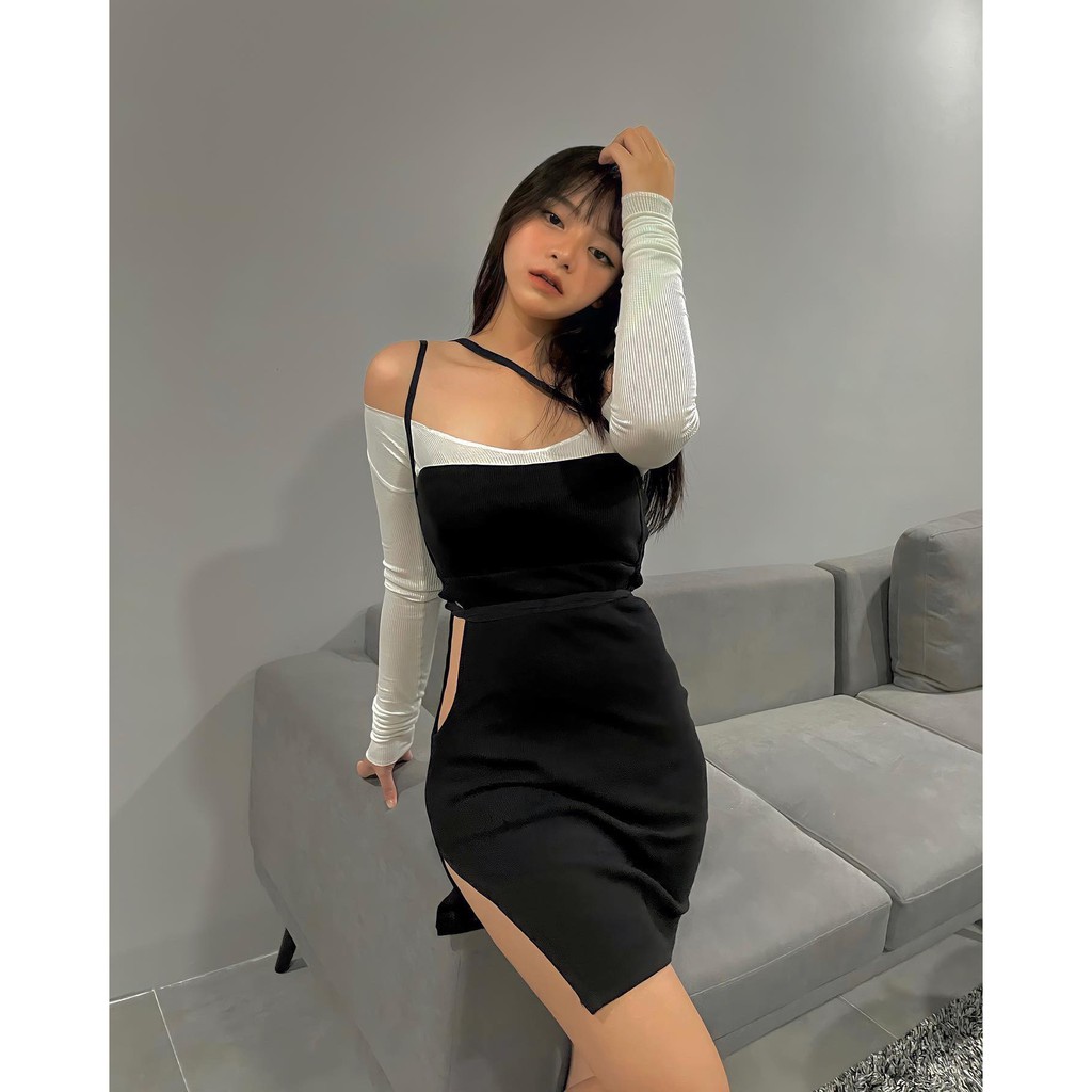 VINTAGEGOUT SET ĐẦM KHOÉT MỘT BÊN | BigBuy360 - bigbuy360.vn