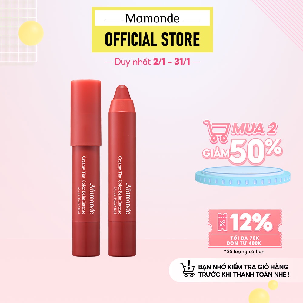 Son bút chì 3 in 1 cho bờ môi mềm mượt Mamonde Creamy Tint Color Balm Intense 2.5g