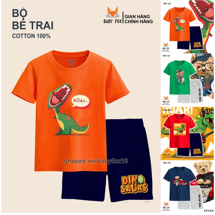 Bộ thun bé trai size nhí, trung, đại 100% cotton cao cấp, thương hiệu BABY FOX f
