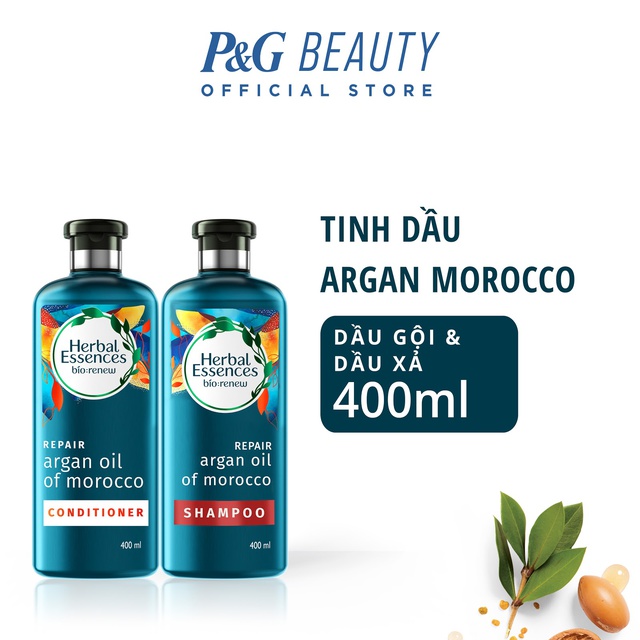 [Mã COS2301 -8% ĐH400K]Bộ Gội Xả Herbal Essences Tinh Dầu Argan Morocco 400ml/ chai