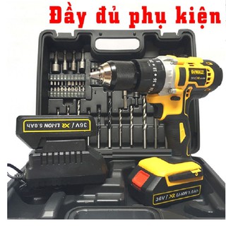 Máy khoan bê tông dùng pin, Máy khoan bê tông búa DEWALT 36V  TẶNG BỘ MŨI KHOAN