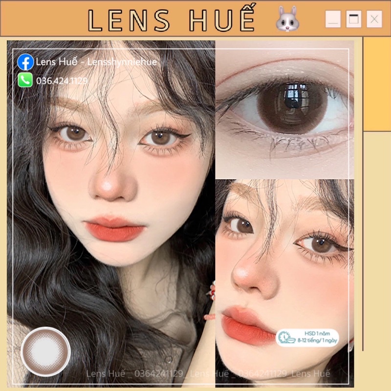 ✨LENS CHOCO TỰ NHIÊN - kính áp tròng giãn to màu choco nhẹ - Lens Huế 🐰