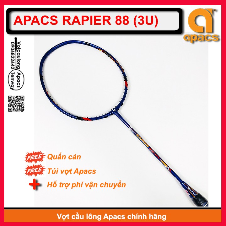[Chính hãng] Vợt cầu lông Apacs Rapier 88 (3U) Vợt 3U giá rẻ nhất so với các dòng vợt trên thị trường -Có phiếu bảo hành