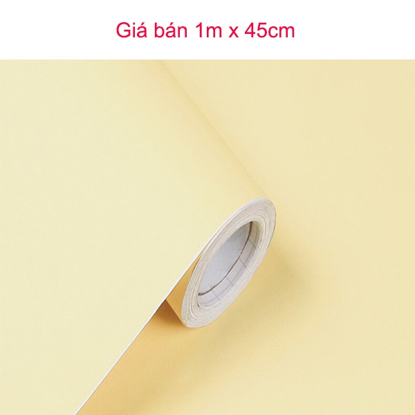 Giấy dán tường màu vàng nhạt nhám giá bán 1m x 45cm, decal dán tường vàng nhạt nhám - AZEVA