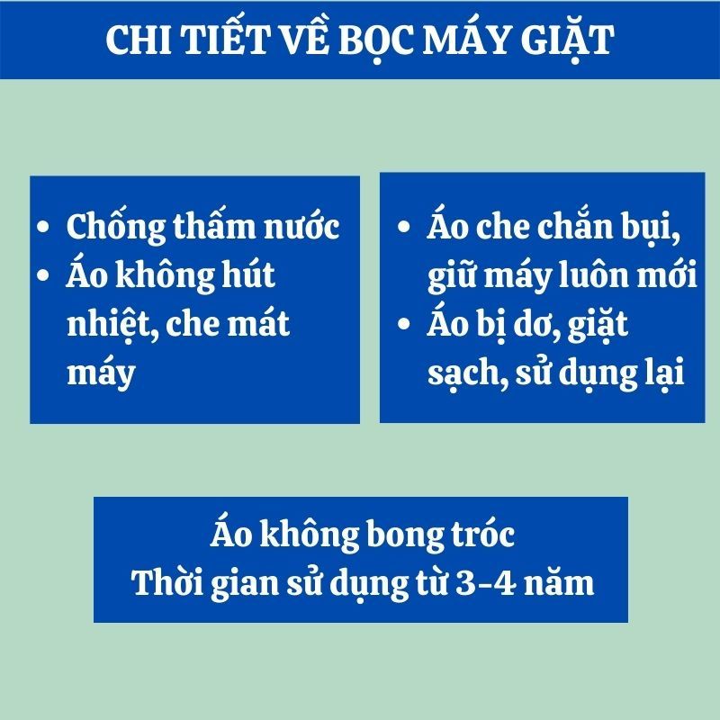 Áo trùm máy giặt cửa ngang lồng trước 11kg 10kg 9kg 8kg 7kg chống mưa nắng vải bạt cao cấp Dotina ATN08