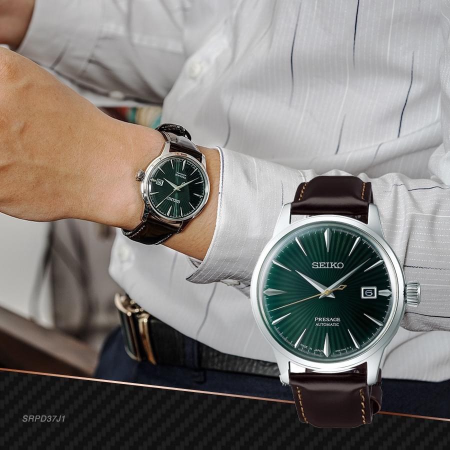 Đồng hồ nam SEIKO AUTOMATIC COCKTAIL GREEN #SRPD37J1-Made in Japan xanh lục bảo