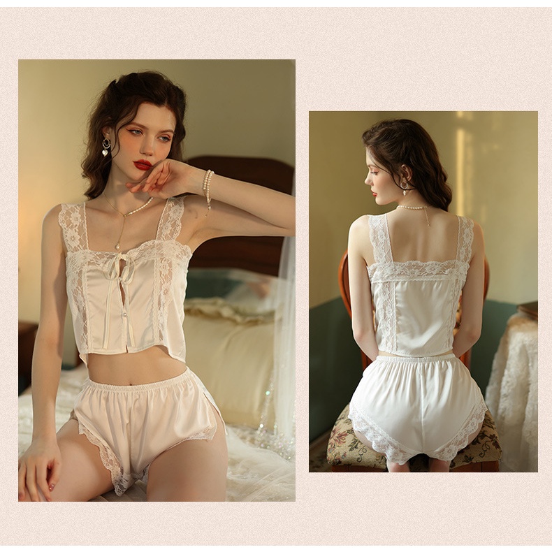 Bộ Đồ Ngủ Phối Ren Gợi Cảm Dành Cho Nữ