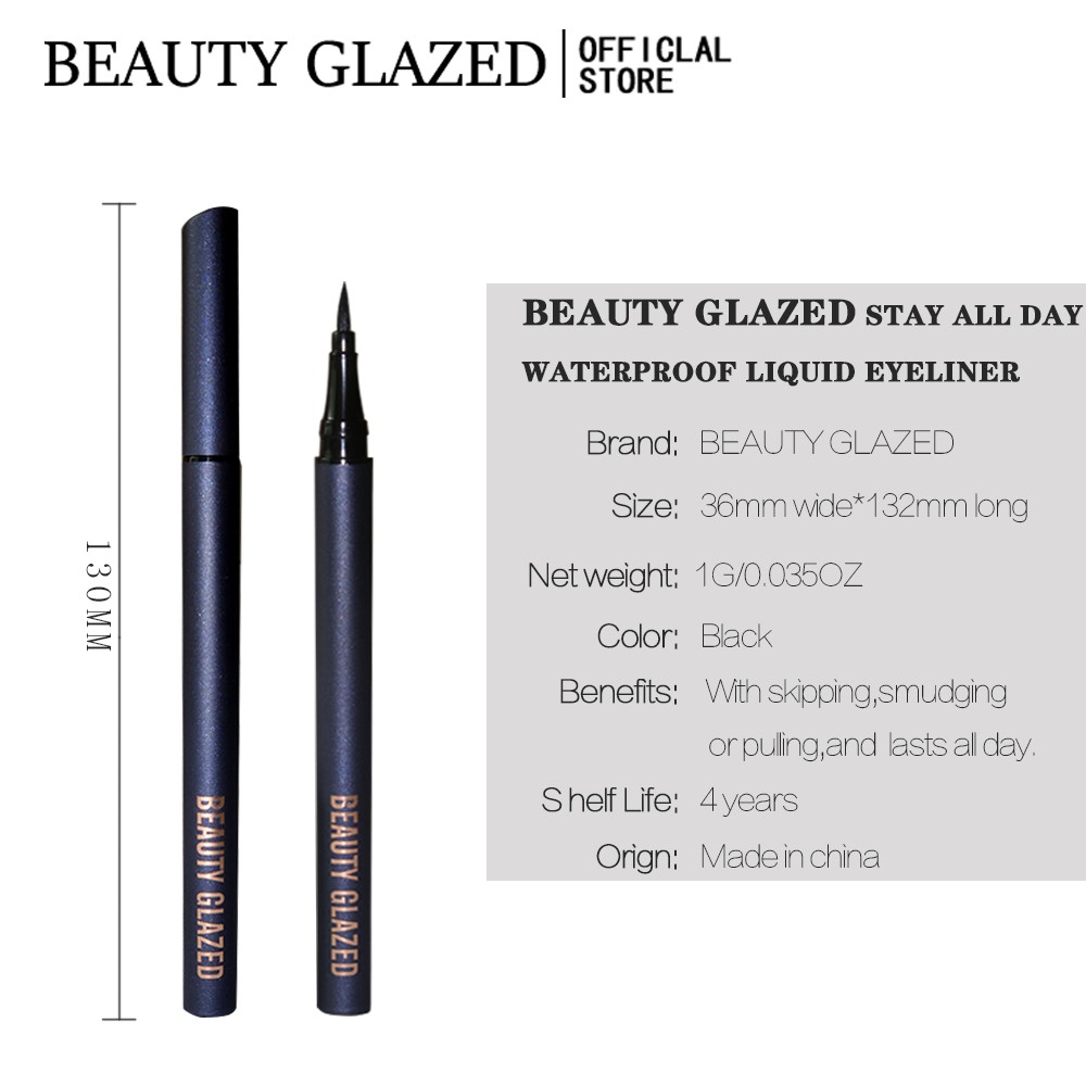 Bút kẻ mắt nước BEAUTY GLAZED màu đen chống nước lâu trôi làm đẹp dễ tẩy trang