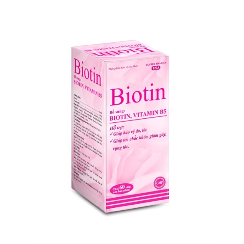 Viên uống Biotin Vitamin B5 Rostex - Hộp 60 viên