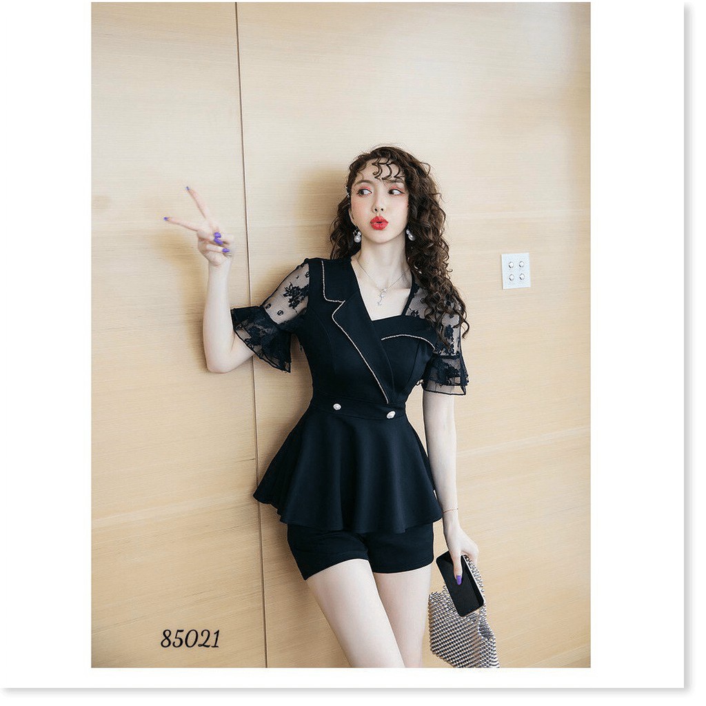 SET VÁY UMI ĐEN PHỐI LƯỚI KIM TUYẾN SANG TRỌNG THỜI TRANG MỚI KME