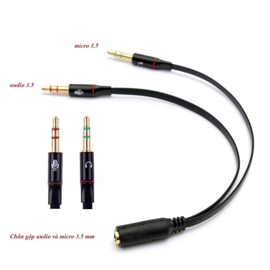 Cáp chia âm thanh và micro sang cổng 3.5mm mạ vàng | Cáp chuyển đổi âm thanh tai nghe 2 jack sang 1 jack 3.5mm
