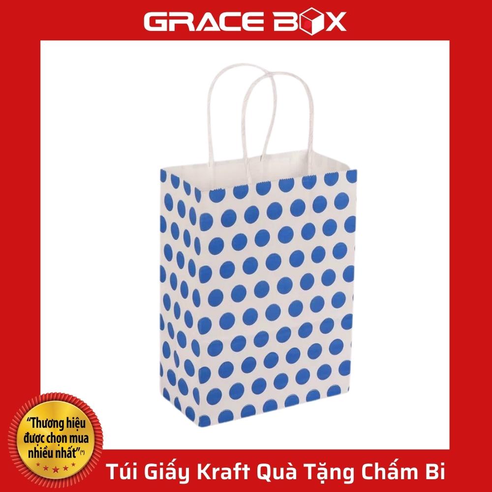 {Giá Sỉ} Túi Quà Tặng Giấy Kraft Chấm Bi Xinh Xắn - Siêu Thị Bao Bì Grace Box