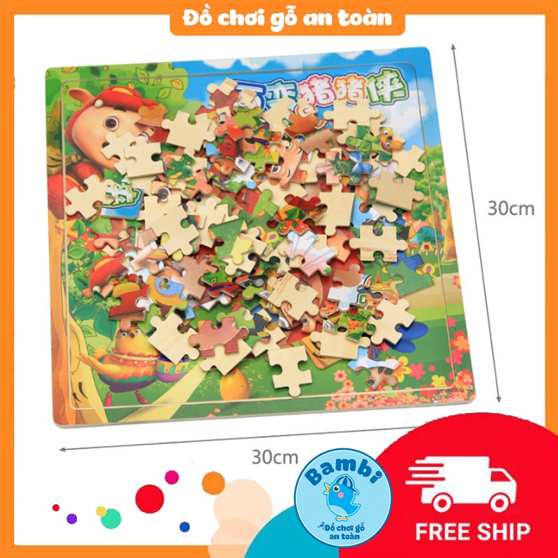 100 miếng] Đồ chơi tranh ghép hình gỗ puzzle - Bộ ghép hình - Tranh xếp hình