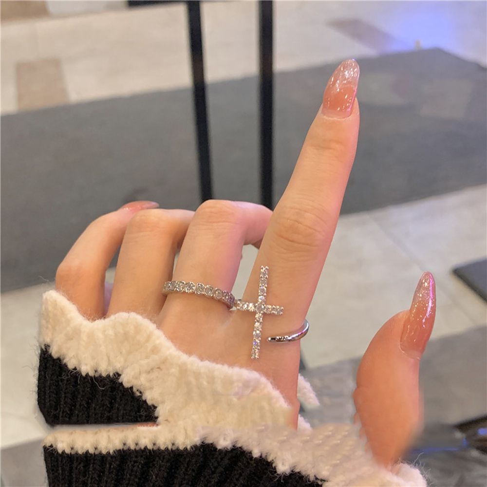 Nhẫn Hở Đính Đá Zircon Nhiều Màu Thời Trang Cổ Điển Cho Nữ