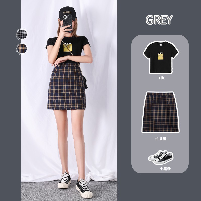 Chân Váy Chữ A Họa Tiết Ca Rô Phong Cách Hàn Quốc Thanh Lịch Dành Cho Nữ | BigBuy360 - bigbuy360.vn