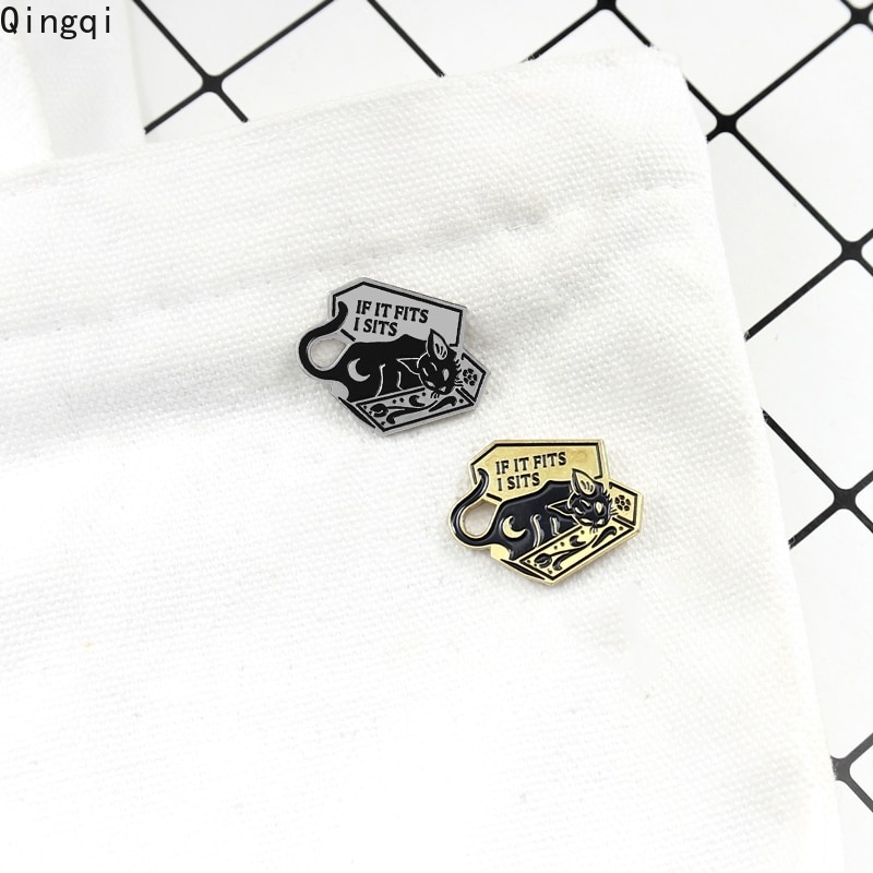 Ghim cài áo MISS ZOE hình mèo đen phong cách Punk