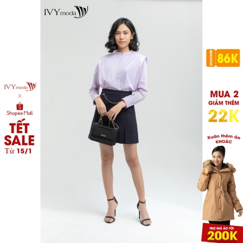 Áo sơ mi nữ Tím Lavender IVY moda MS 17B8434