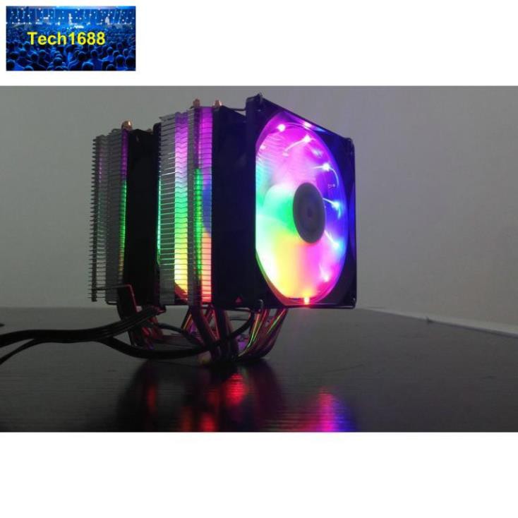 Tản Nhiệt Khí Snowman M-X6 Led RGB Dual Fan - Hỗ Trợ All CPU Dây CPU 4pin – 12V điều khiển nhiệt độ, tốc độ quạt