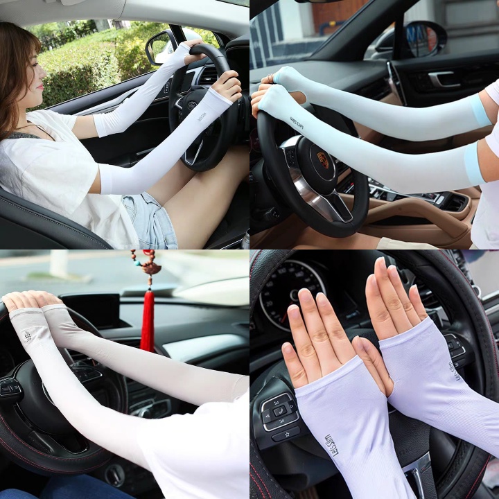 SG - Gang tay chống nắng xỏ ngón, không xỏ ngón - ống tay che nắng nam nữ let's slim aqua x