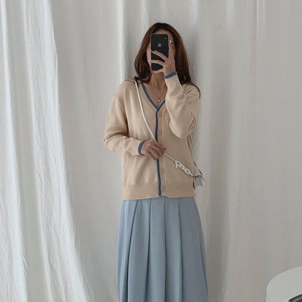 Áo Cardigan Len Viền | HQ2678 | Lana Official