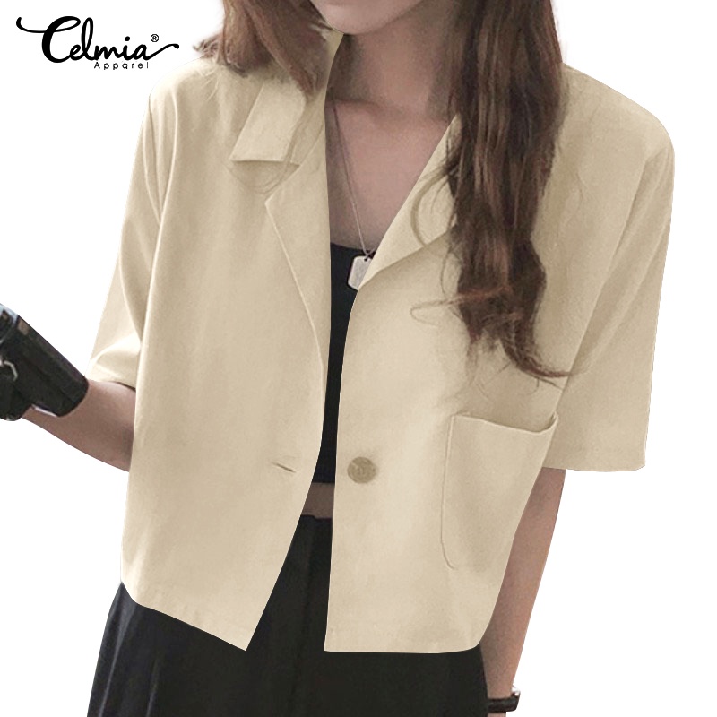 Áo khoác blazer CELMIA tay ngắn phối nút phong cách Hàn Quốc thời trang mùa hè cho nữ