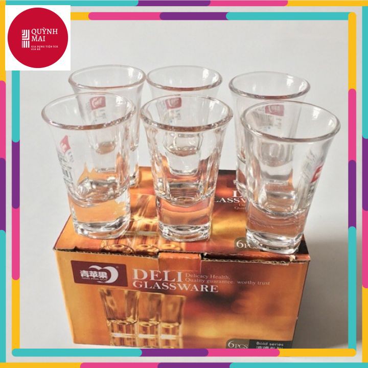 Bộ 6 Ly Uống rượu 34ml DELI GLASSWARE Cao Cấp