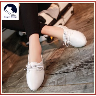 Giày thể thao nữ đế bệt đế xuồng màu trắng  - HT118