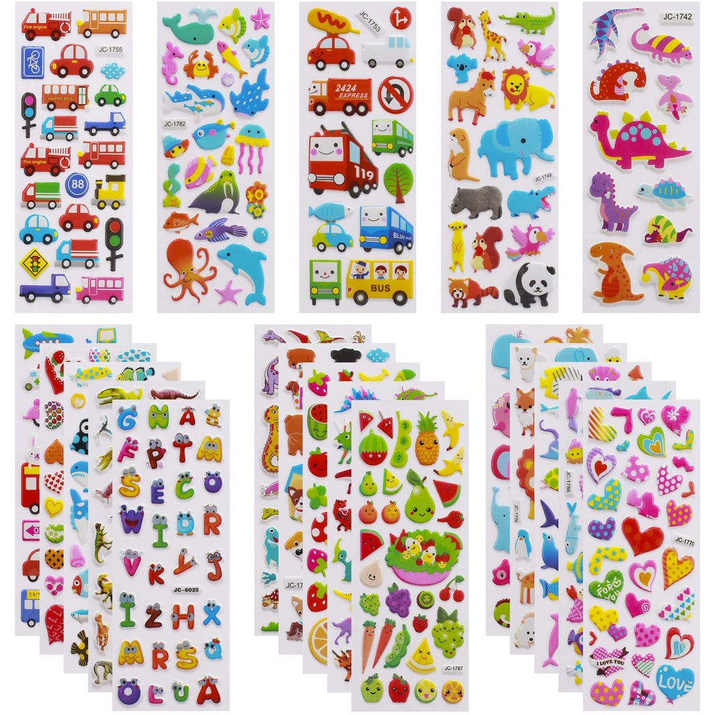 FEPITO 10pcs Hình Dán Hoạt Hình Dành Cho Trẻ Em Hình Dán Hoạt Hình