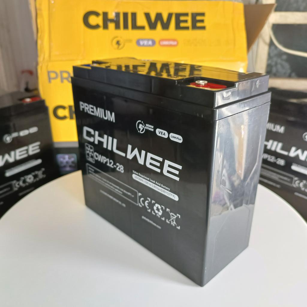 Ắc quy xe máy điện Chilwee 12v 28ah/C20 dòng công suất cao thay thế cho 12v20ah, 22ah, 25ah, 30ah