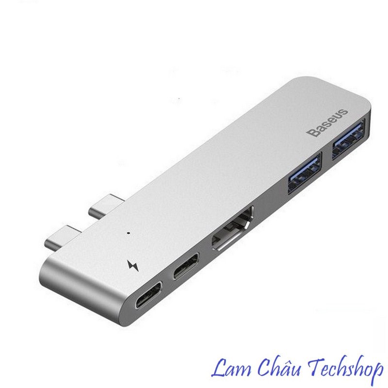 Bộ chia cổng kết nối BASEUS Dual Type - C chuyển đổi 5 trong 1 dành cho Macbook Pro CAHUB-B0G