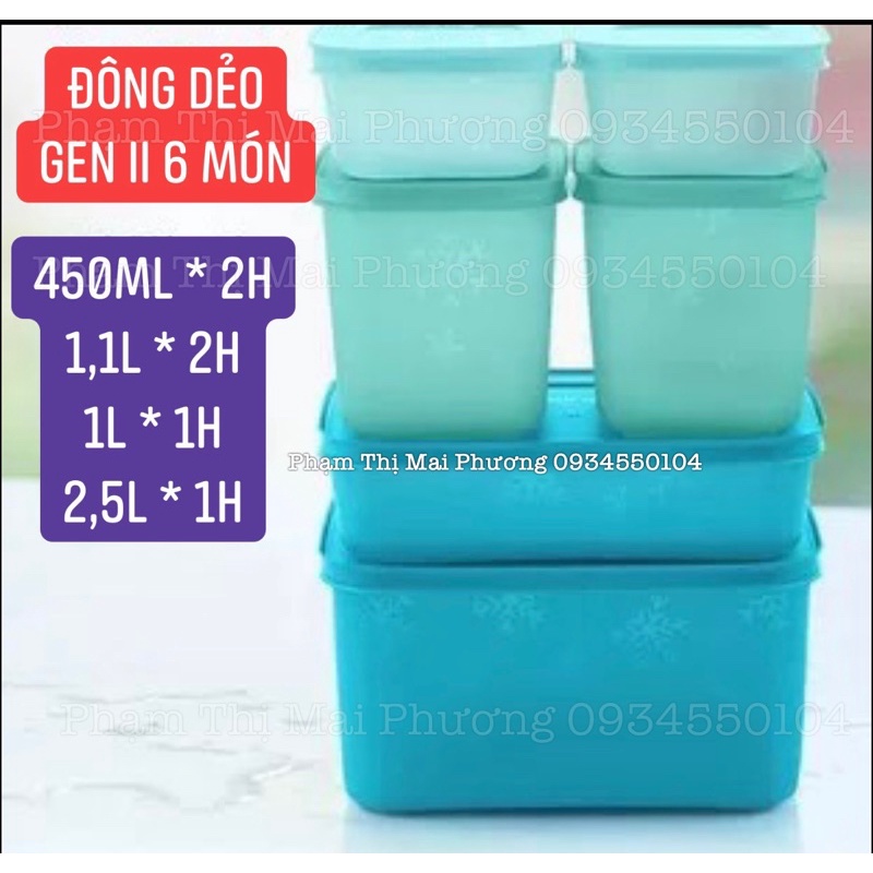 Hàng Có Sẵn Bộ 6 Hộp Trữ Đông Freezermate Tupperware Thế Hệ II Nhựa Nguyên Sinh An Toàn Tuyệt Đối