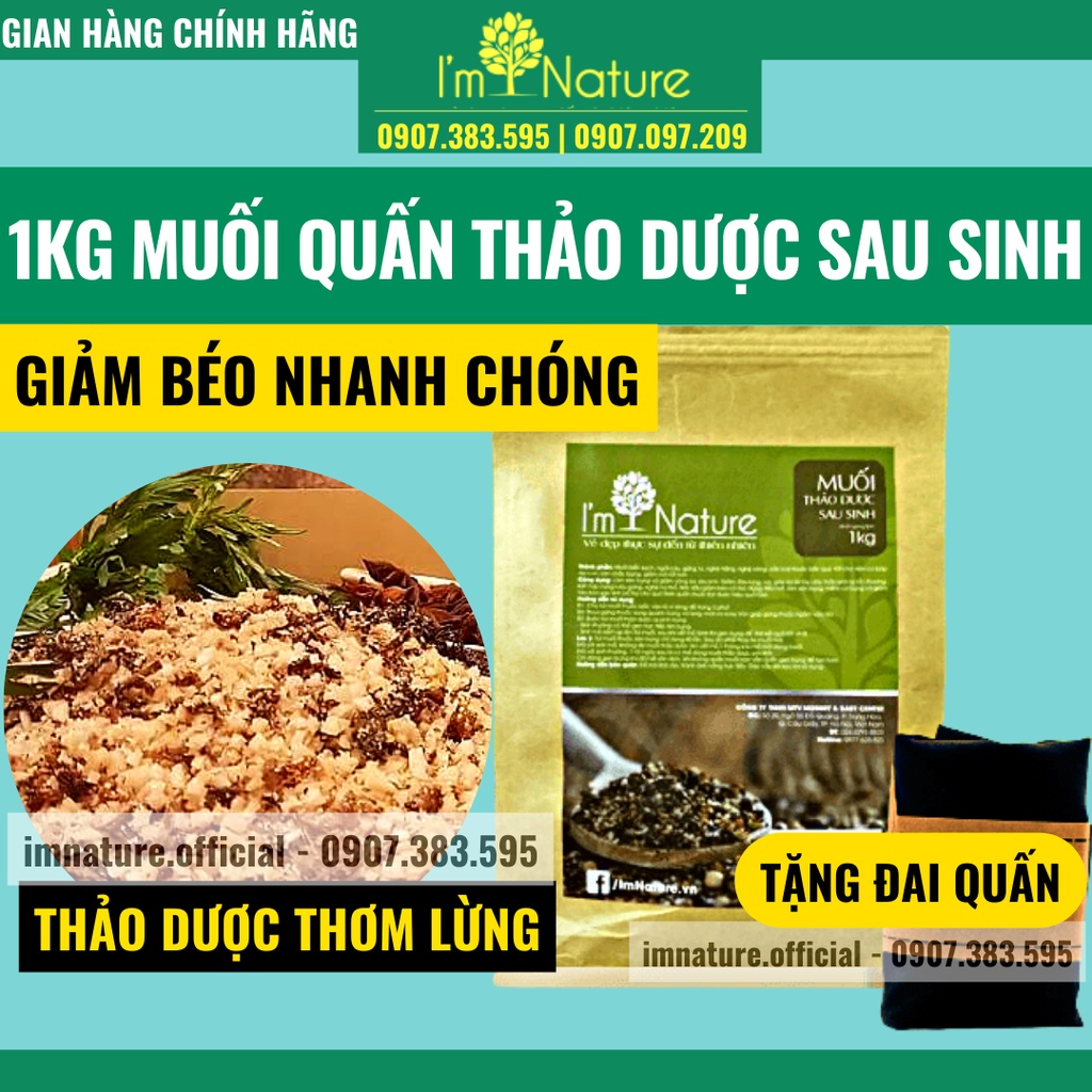 Muối Thảo Dược Giảm Mỡ Bụng Cho Mẹ Sau Sinh I m Nature 1KG + Tặng Đai