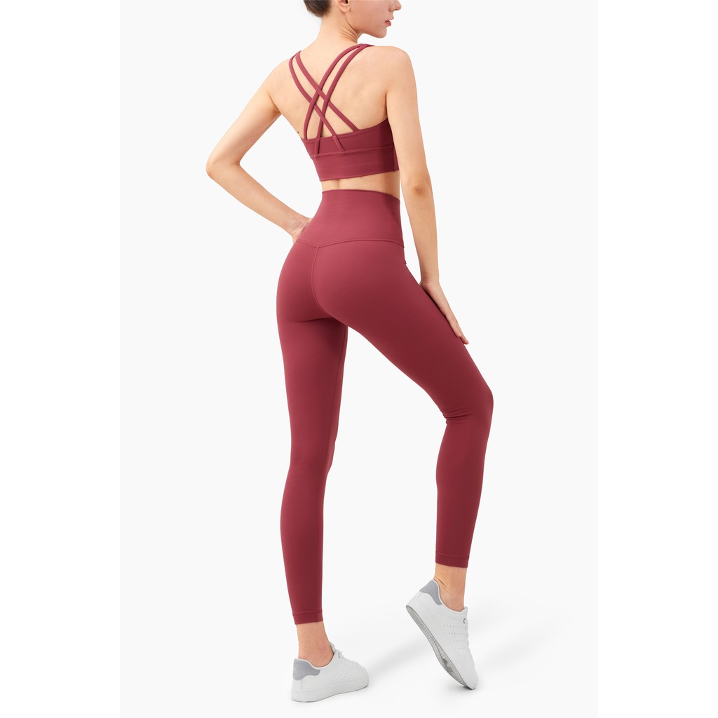 Quần legging eo cao màu trơn tập thể dục/yoga