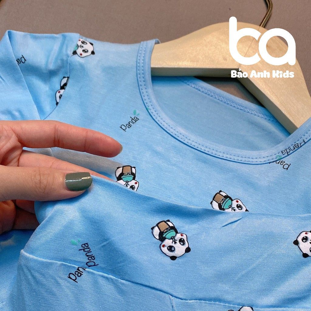 Bộ Đồ Cho Bé Trai Bé Gái Dài Tay Chất Thun Lạnh Mềm Mịn Họa Tiết Panda, Bộ Quần Áo Cho Bé Mặc Nhà - TDLCPAND