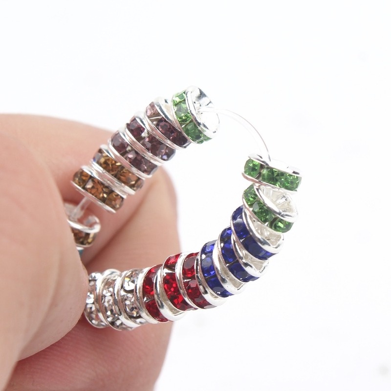 Bộ 100 Hạt Kim Loại Mạ Bạc Đính Đá 6mm Tự Làm Trang Sức