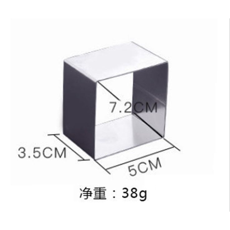 Khuôn ring mousse mini hình tròn/vuông/trái tím/ thoi bằng thép không rỉ