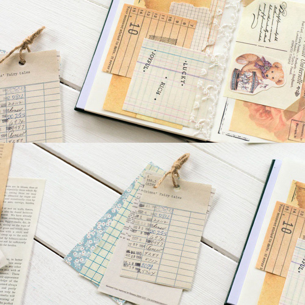 Set 60 / 360 Tờ Giấy Dán Trang Trí Sổ Tay / Đồ Thủ Công Phong Cách Vintage Thanh Lịch