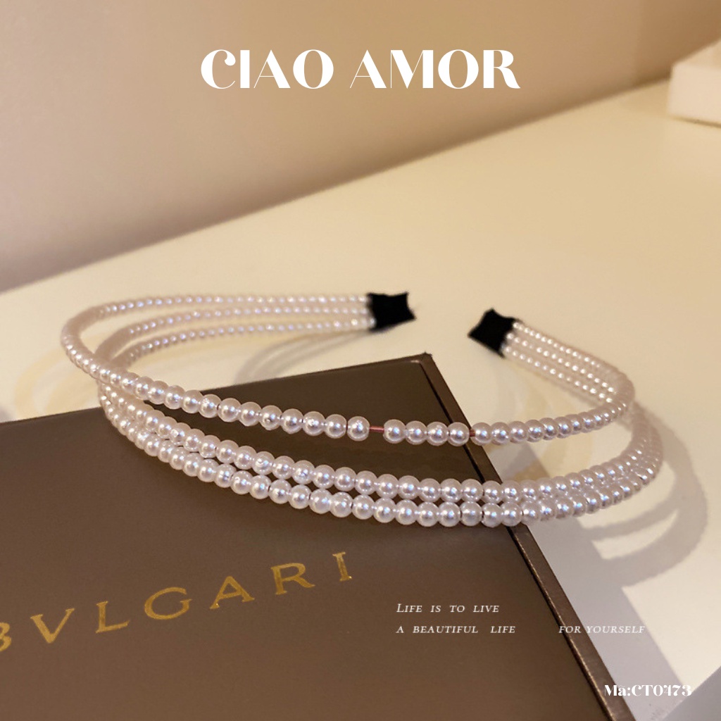 Cài tóc nữ ngọc 3 lớp basic đơn giản thanh lịch vintage Phụ kiện tóc Ciao Amor - CT0473