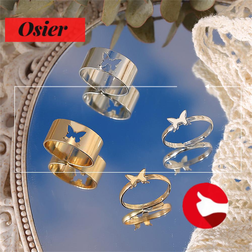 2 Nhẫn hợp kim hình bướm phong cách vintage cho cặp đôi