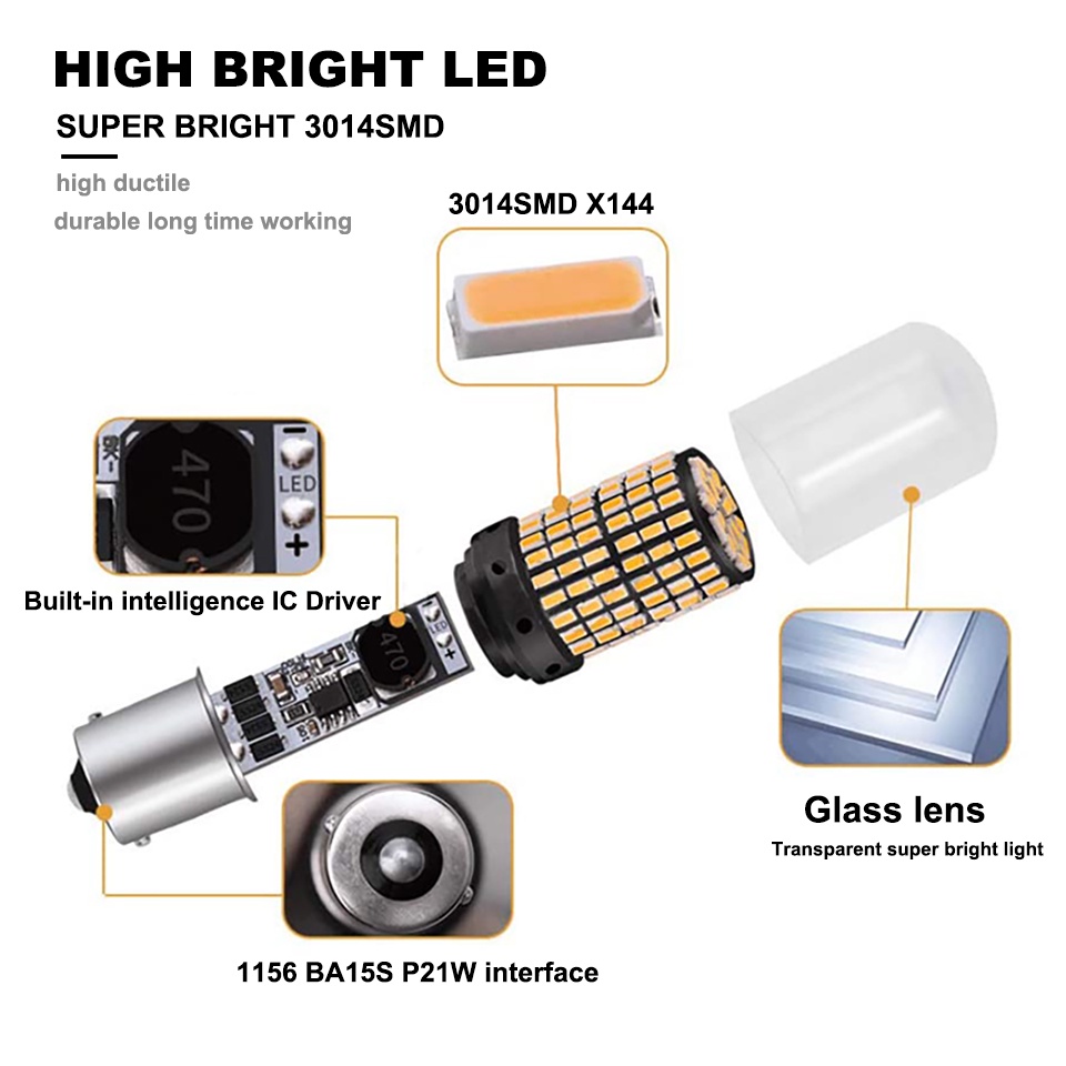 1 Đèn LED Tín Hiệu Xi Nhan T10 W5W T15 W16W T20 7440 7443 1156 1157 Py21W P21W Ba15S Bau15S