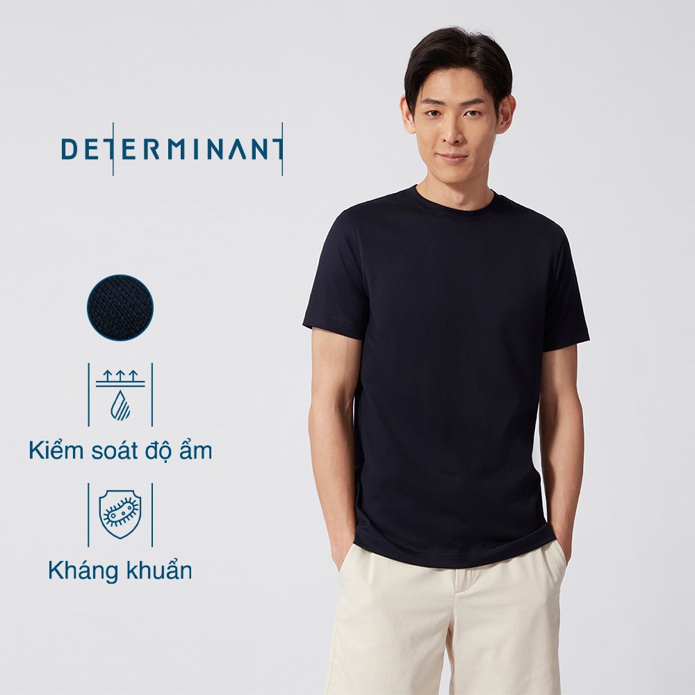Áo thun cổ tròn kháng khuẩn tay ngắn DETERMINANT form rộng - 100% cotton - màu xanh đậm - Navy [DETT02]