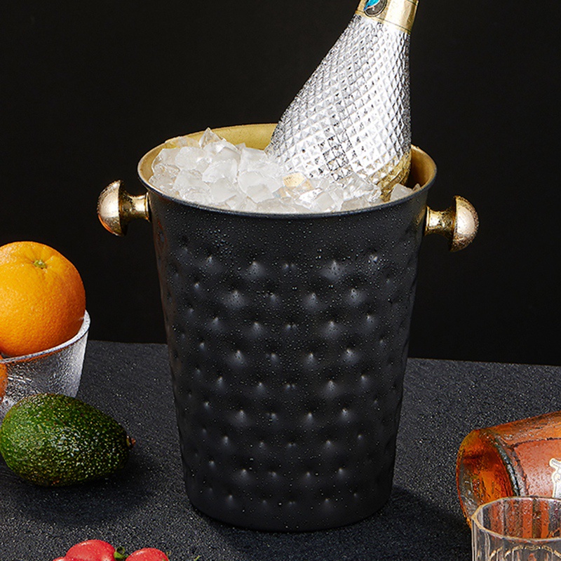 Xô Đá Uống Rượu Champagne Bằng Thép Không Gỉ Màu Đen