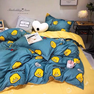 [Giá Sale] Set Chăn Ga Cotton Poly Vịt Xanh Ga Vàng Cực Chất _Shinbedding_