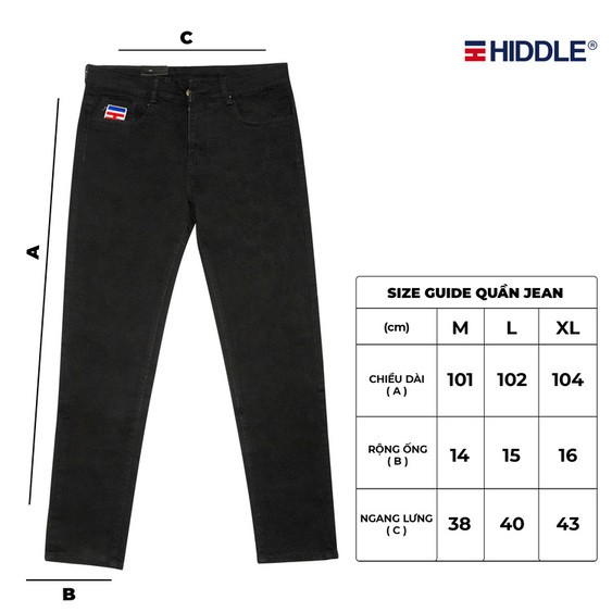 Quần jean nam trơn cao cấp - Quần jean trơn ôm HI 2121 màu đen - HIDDLE | BigBuy360 - bigbuy360.vn