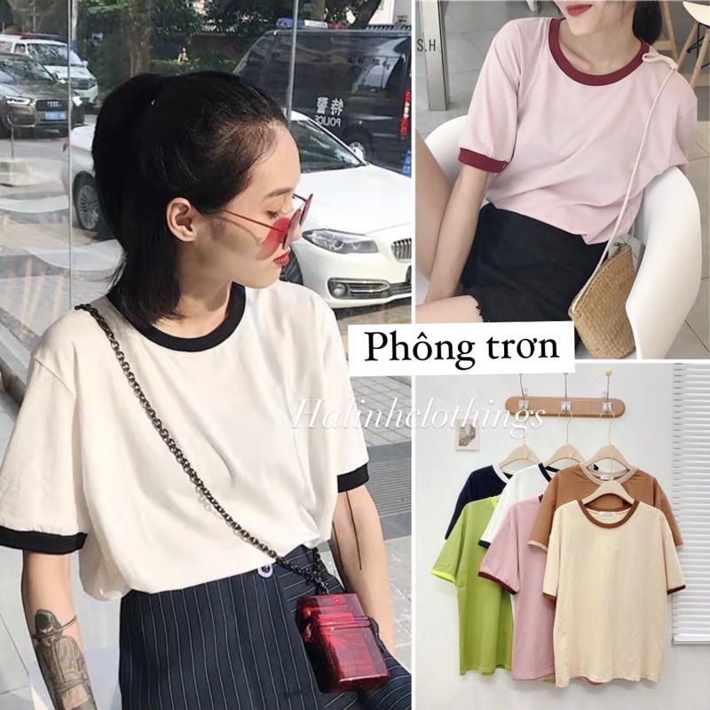 (Ảnh thật) Áo phông cổ viền trơn đơn giản