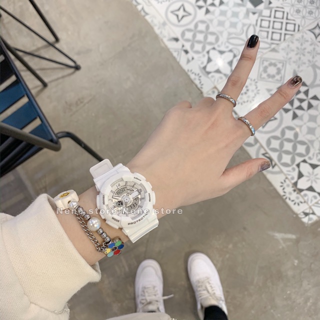 Đồng hồ nam, nữ HSET unisex dây nhựa trắng kiểu dáng năng động cho tuổi teen